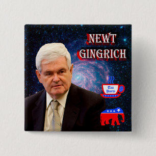 Badge Carré 5 Cm Newt Gingrich - thé - éléphant de GOP