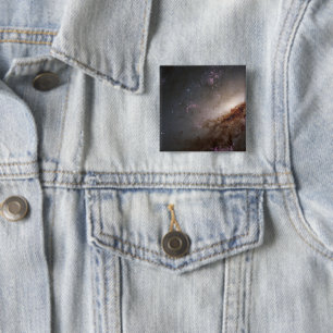 Badge Carré 5 Cm Ngc 4258 Sous Formation D'Étoiles Intenses.