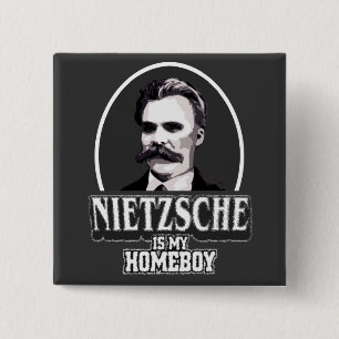 Badge Carré 5 Cm Nietzsche est mon Homeboy