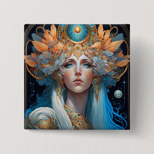 Badge Carré 5 Cm Night Goddess Queen Imaginaire Art (Devant)