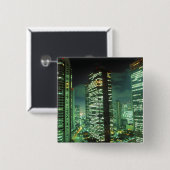 Badge Carré 5 Cm Nightscape, Shinjuku, Tokyo, Japon (Devant & derrière)