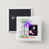 Badge Carré 5 Cm Nikola Tesla (Devant & derrière)