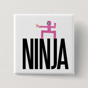 Badge Carré 5 Cm Ninja rose