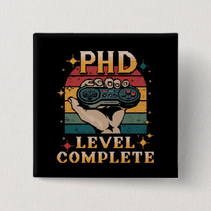 Badge Carré 5 Cm Niveau doctorat Diplôme complet de doctorat Jeux