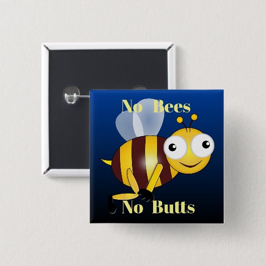 Badge Carré 5 Cm No Bees No Butts Button (Devant & derrière)