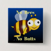 Badge Carré 5 Cm No Bees No Butts Button (Devant)
