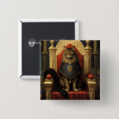 Badge Carré 5 Cm Noble Maine Coon Trône Art Imprimer (Devant & derrière)