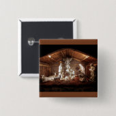 Badge Carré 5 Cm Noël Avent Jésus Nativité Manger Scène (Devant & derrière)