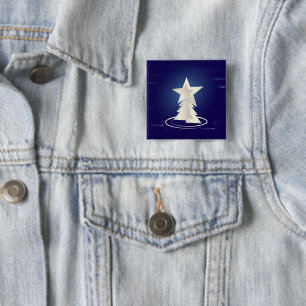 Badge Carré 5 Cm Noël blanc