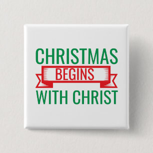 Badge Carré 5 Cm Noël commence avec le Christ-15523