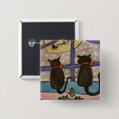 Badge Carré 5 Cm Noël de chat noir (Devant & derrière)