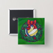 Badge Carré 5 Cm Noël de volley-ball (Devant & derrière)