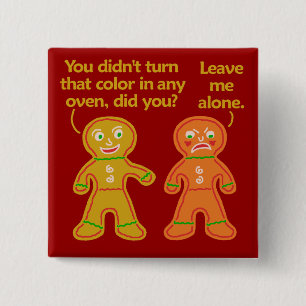 Badge Carré 5 Cm Noël drôle de Tan de faux de pain d'épice