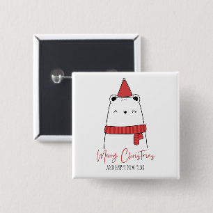 Badge Carré 5 Cm Noël du chat drôle