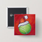 Badge Carré 5 Cm Noël du Tennis Ball (Devant & derrière)