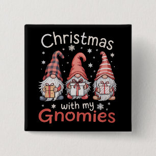 Badge Carré 5 Cm Noël en famille avec mes gnomes à carreaux de Buff