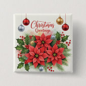 Badge Carré 5 Cm Noël, Festive, (Devant)