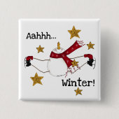 Badge Carré 5 Cm Noël hiver Snowman (Devant)