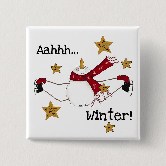 Badge Carré 5 Cm Noël hiver Snowman (Devant)