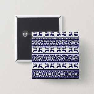 Badge Carré 5 Cm Noël, le bleu et le blanc scandinave