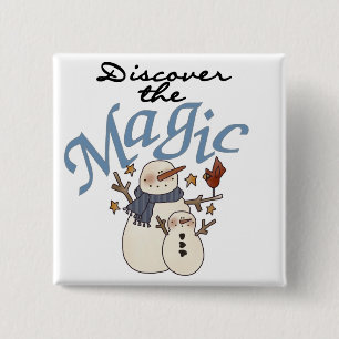 Badge Carré 5 Cm Noël magique Snowman