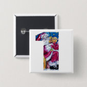 BADGE CARRÉ 5 CM NOËL NUMÉRO 1 / PÈRE NOËL INSPIRÉE (Devant & derrière)