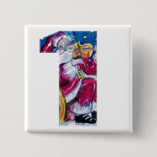 BADGE CARRÉ 5 CM NOËL NUMÉRO 1 / PÈRE NOËL INSPIRÉE (Devant)