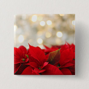 Badge Carré 5 Cm Noël Poinsettia