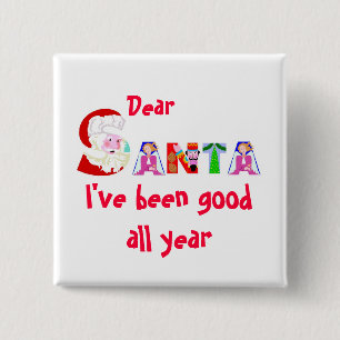 Badge Carré 5 Cm Noël Red White Père Noël