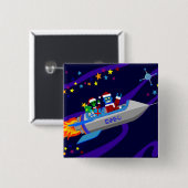 Badge Carré 5 Cm Noël Rocket de robot (Devant & derrière)