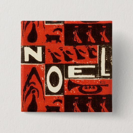 Badge Carré 5 Cm Noel Rouge (Devant)