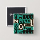 Badge Carré 5 Cm Noel Vert (Devant & derrière)