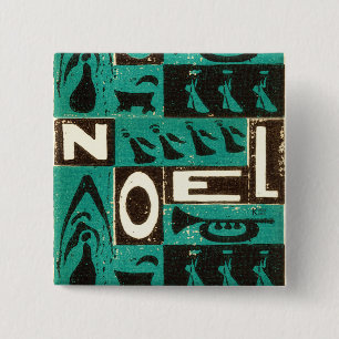 Badge Carré 5 Cm Noel Vert