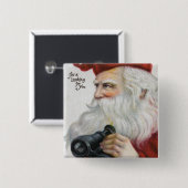 Badge Carré 5 Cm NoëlPère Noël avec jumelles (Devant & derrière)