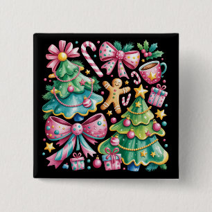 Badge Carré 5 Cm Noeud papillon floral préppy pour arbre de Noël ro