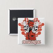 Badge Carré 5 Cm noir angélique (Devant & derrière)