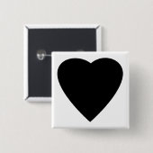 Badge Carré 5 Cm Noir et Blanc Love Heart Design. (Devant & derrière)