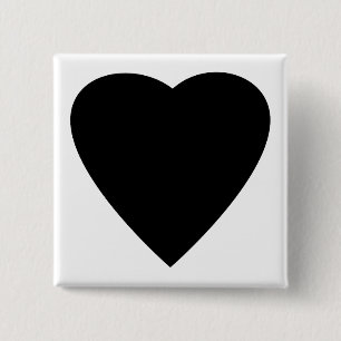 Badge Carré 5 Cm Noir et Blanc Love Heart Design.