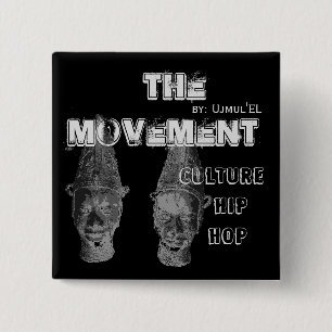 Badge Carré 5 Cm (Noir) le bouton de hip hop de culture de