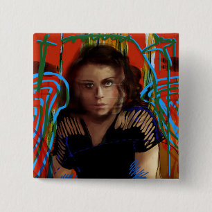 Badge Carré 5 Cm Noir orphelin Tatiana Maslany - collage de