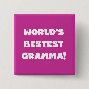 Badge Carré 5 Cm Noir ou blanc du Meilleur-est Gramma du monde