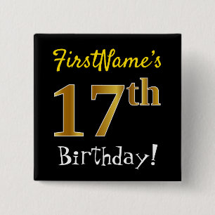 Badge Carré 5 Cm Noircissez, anniversaire d'or de Faux le 17ème,