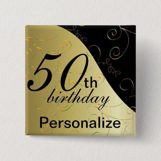 Badge Carré 5 Cm Nom de do-it-yourself et anniversaire d'âge (Devant)