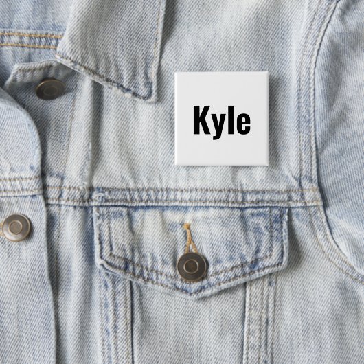 Badge Carré 5 Cm Nom de Kyle Mens, (En situation)