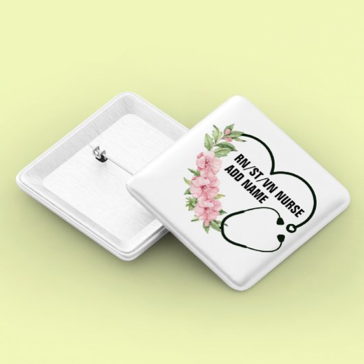 Badge Carré 5 Cm Nom de l'infirmière étudiante-inscrite-ancienne