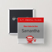 Badge Carré 5 Cm Nom du dentiste dentaire à grande bouche Boutons C (Devant & derrière)