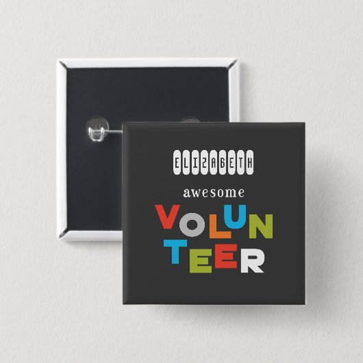 Badge Carré 5 Cm Nom fait sur commande, appréciation volontaire (Devant & derrière)