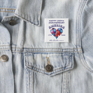 Badge Carré 5 Cm Nom Joyeux Anniversaire Amérique Ballons en forme