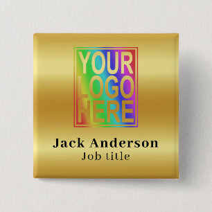 Badge Carré 5 Cm Nom personnalisé avec logo de l'entreprise