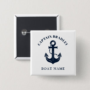 Badge Carré 5 Cm Nom personnalisé du bateau et identité nautique du